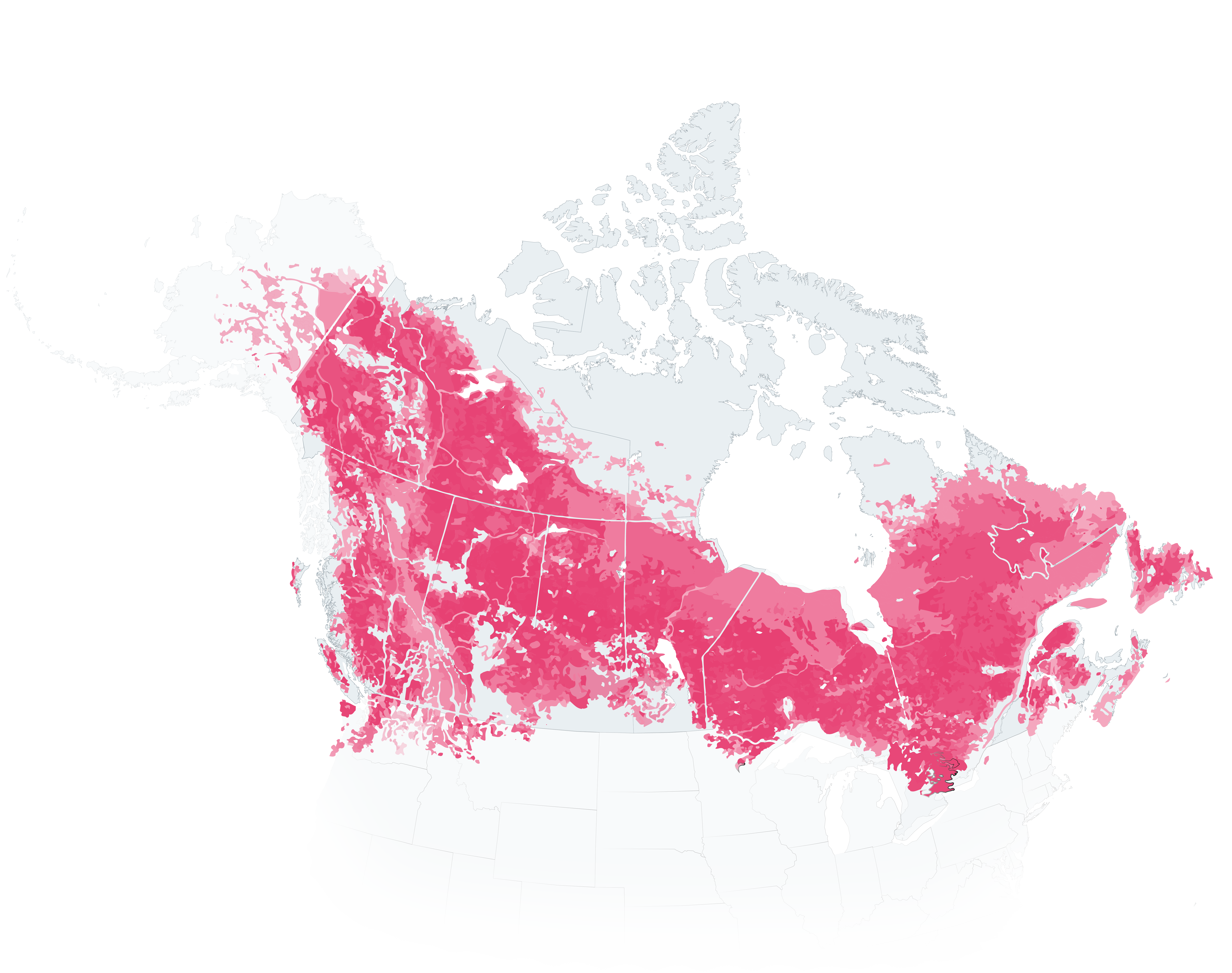 Colour-shaded data map of Canada.