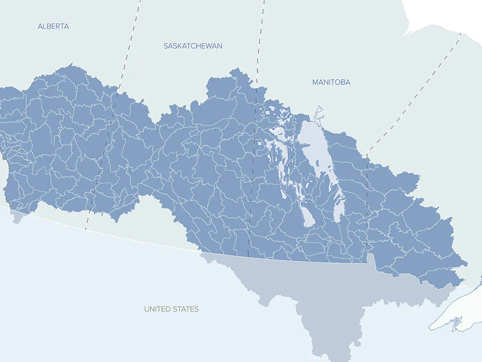 map of lake winnipeg basin and sub basins