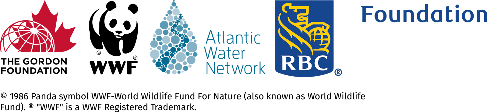 Logos pour la Gordon Foundation, le World Wildlife Fund, le Atlantic Water Network et la RBC Foundation