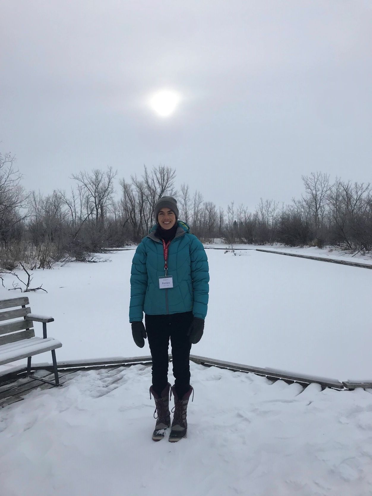 Katrina Froese, FortWhyte Alive’s Education Program Coordinator, near a monitored lake